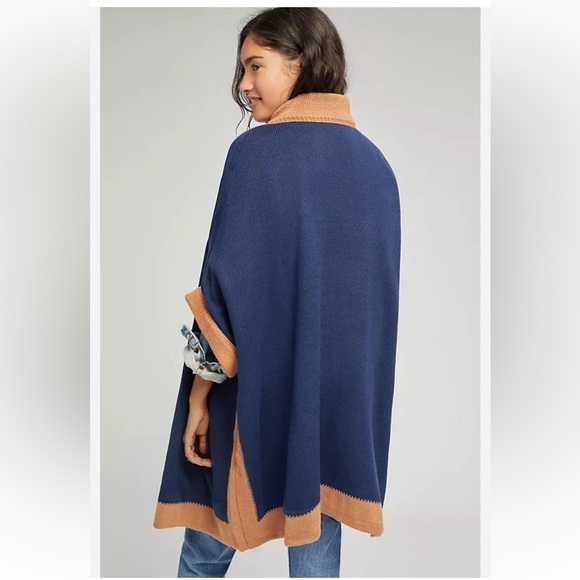 Anthropologie Shiloh Two-Tone Cape with faux leather buckle - Picture 2 of 5